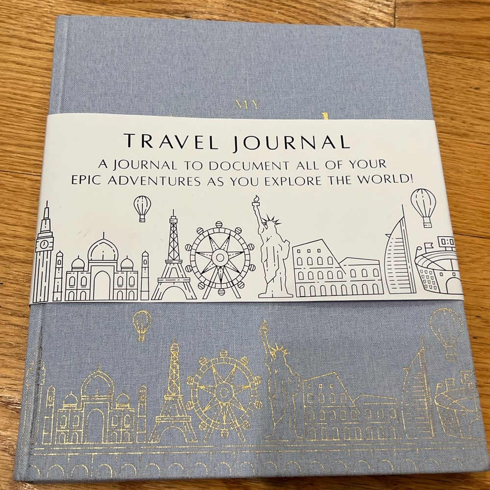 Blue Travel Journal with Gold Accents